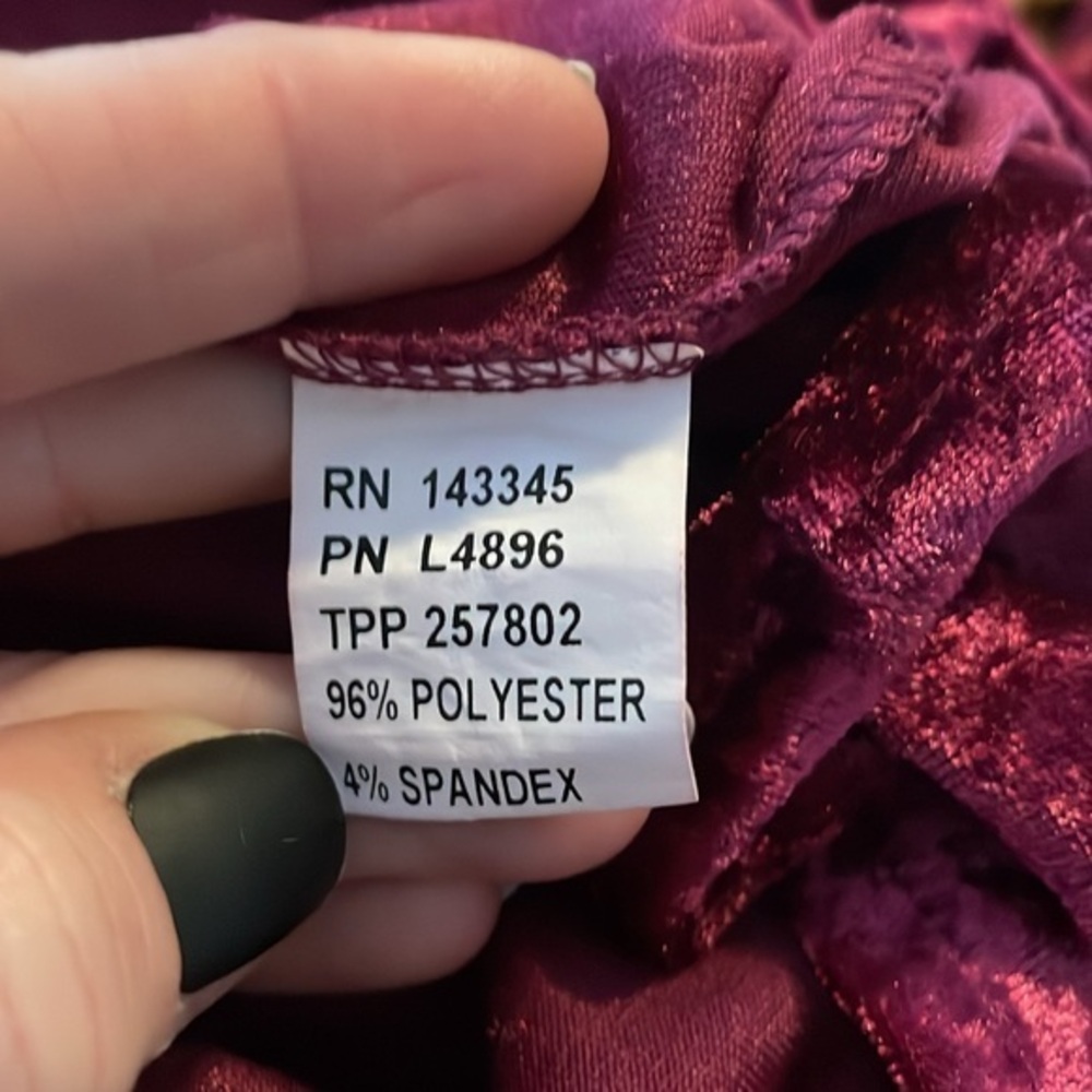 Piko 1988 Crushed  Maroon Wine Velvet Crossed Straps Tunic Shirt Top Size Large‎ - Picture 7 of 7